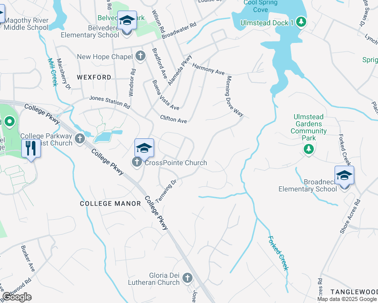 map of restaurants, bars, coffee shops, grocery stores, and more near 852 Nancy Lynn Lane in Arnold