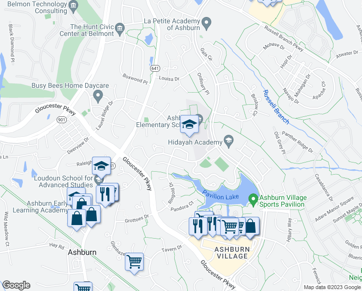 map of restaurants, bars, coffee shops, grocery stores, and more near 44018 Aberdeen Terrace in Ashburn