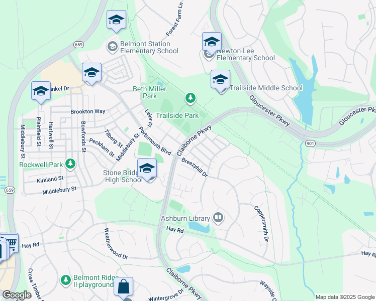 map of restaurants, bars, coffee shops, grocery stores, and more near 20395 Brightcrest Terrace in Ashburn