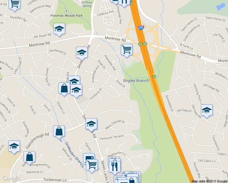 map of restaurants, bars, coffee shops, grocery stores, and more near 11904 Whistler Ct in Rockville