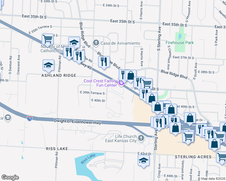 map of restaurants, bars, coffee shops, grocery stores, and more near 3921 Willow Avenue in Kansas City