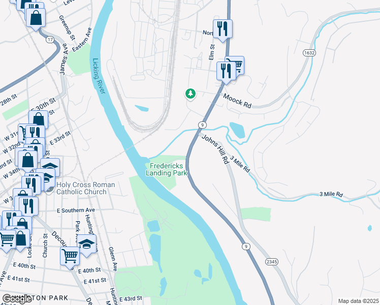 map of restaurants, bars, coffee shops, grocery stores, and more near 641 Licking Pike in Wilder