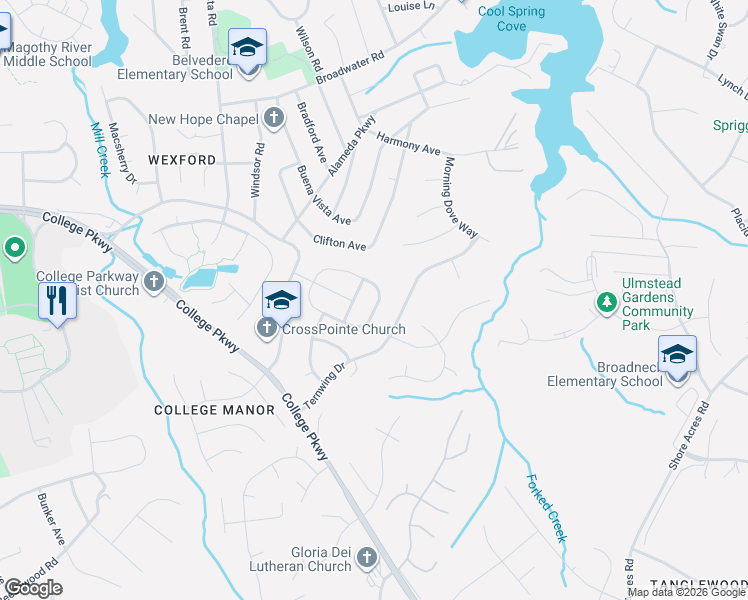 map of restaurants, bars, coffee shops, grocery stores, and more near 860 Nancy Lynn Lane in Arnold