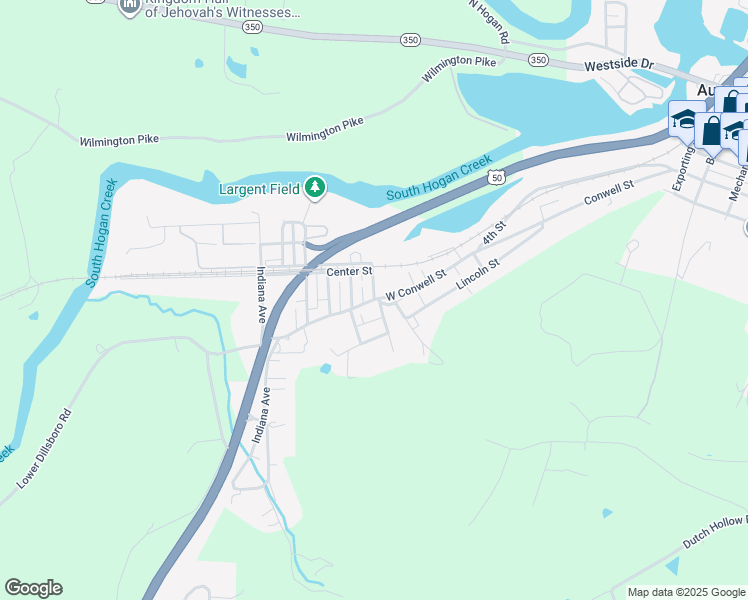 map of restaurants, bars, coffee shops, grocery stores, and more near 403 West Conwell Street in Aurora