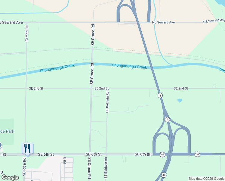 map of restaurants, bars, coffee shops, grocery stores, and more near 3911 Southeast 2nd Street in Topeka