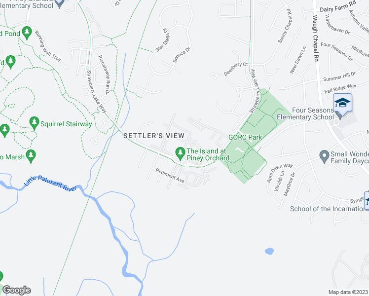 map of restaurants, bars, coffee shops, grocery stores, and more near Field Farm Way in Odenton