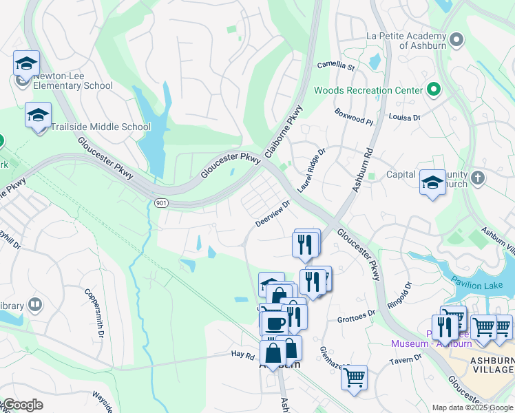 map of restaurants, bars, coffee shops, grocery stores, and more near 43693 Balmoral Terrace in Ashburn