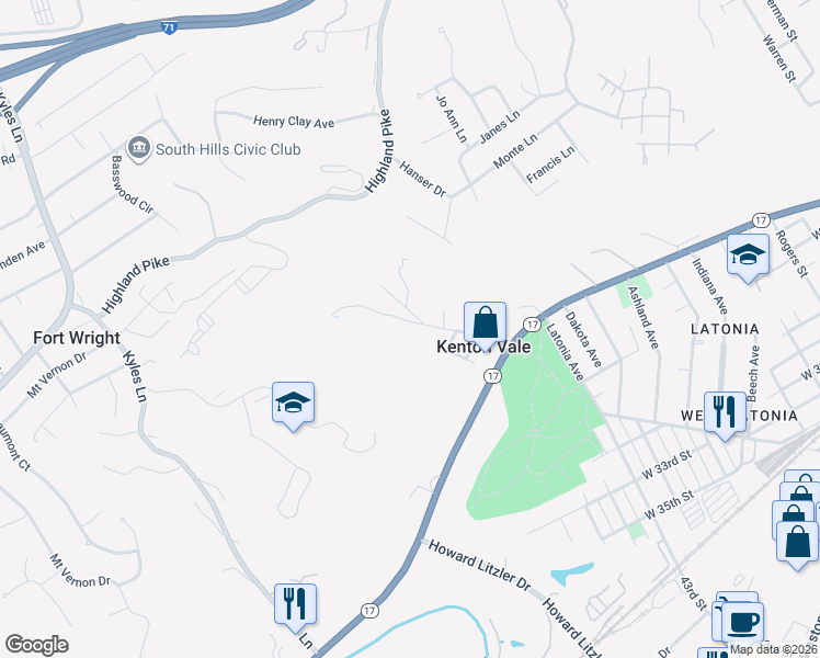 map of restaurants, bars, coffee shops, grocery stores, and more near 319 Kuhrs Lane in Covington