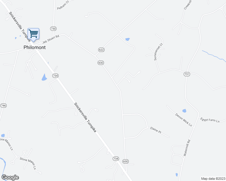 map of restaurants, bars, coffee shops, grocery stores, and more near 36983 Jeb Stuart Road in Purcellville