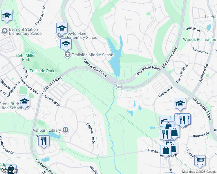 map of restaurants, bars, coffee shops, grocery stores, and more near 20430 Chetwood Terrace in Ashburn