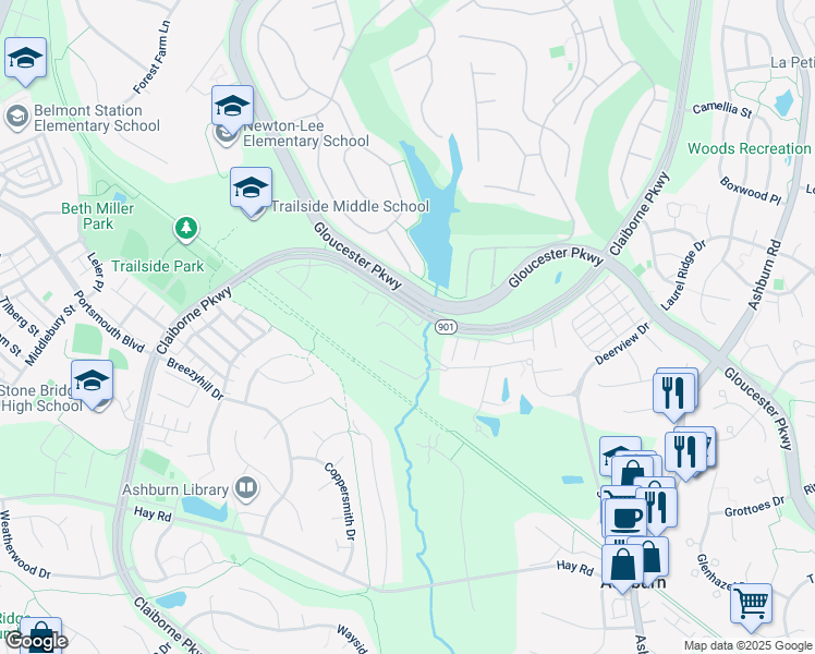 map of restaurants, bars, coffee shops, grocery stores, and more near 20430 Chetwood Terrace in Ashburn