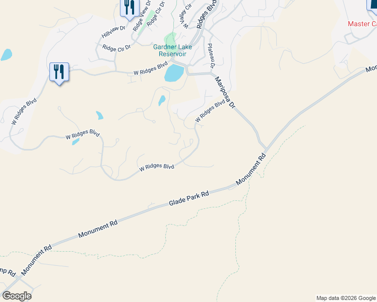 map of restaurants, bars, coffee shops, grocery stores, and more near 2373 West Ridges Boulevard in Grand Junction