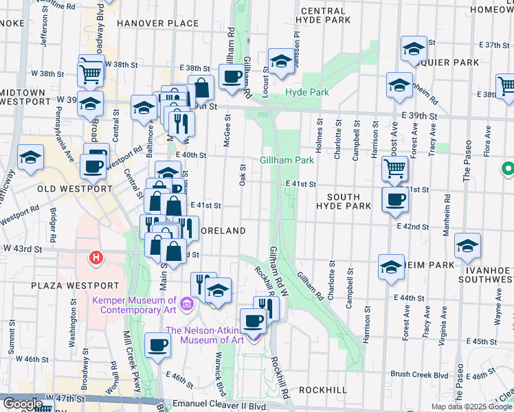 map of restaurants, bars, coffee shops, grocery stores, and more near in Kansas City