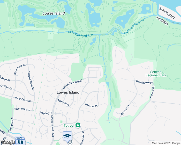map of restaurants, bars, coffee shops, grocery stores, and more near 20360 Cloverfield Terrace in Lowes Island