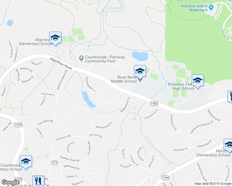 map of restaurants, bars, coffee shops, grocery stores, and more near 10 Amersham Court in Sterling