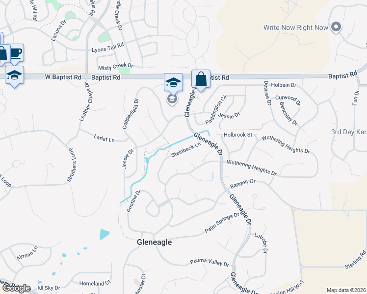 map of restaurants, bars, coffee shops, grocery stores, and more near 15320 Steinbeck Lane in Colorado Springs