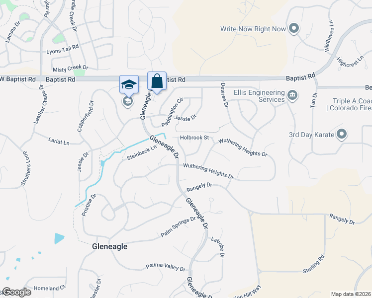 map of restaurants, bars, coffee shops, grocery stores, and more near 15255 Chelmsford Street in Colorado Springs