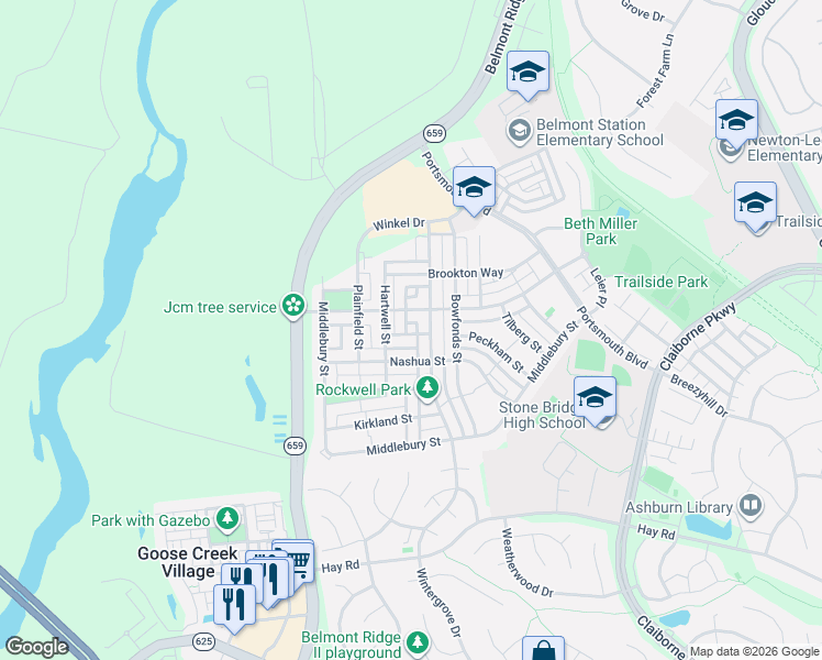 map of restaurants, bars, coffee shops, grocery stores, and more near 42920 Needham Way in Ashburn