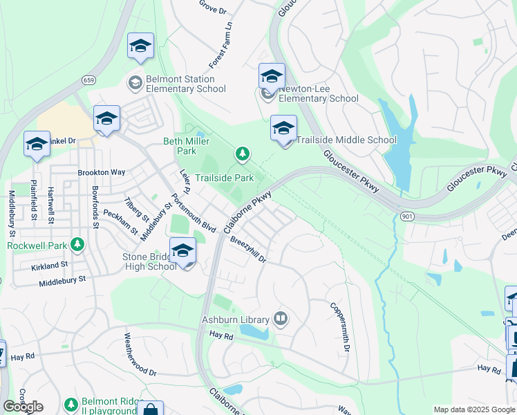 map of restaurants, bars, coffee shops, grocery stores, and more near 20395 Brightcrest Terrace in Ashburn