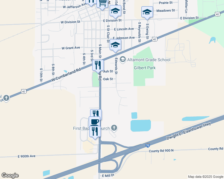 map of restaurants, bars, coffee shops, grocery stores, and more near 101-199 E Grove St in Altamont
