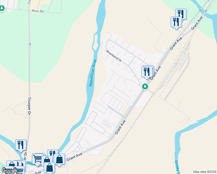 map of restaurants, bars, coffee shops, grocery stores, and more near 827 Whitetail Court in Junction City