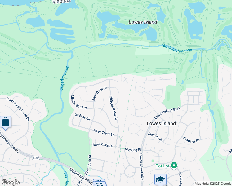 map of restaurants, bars, coffee shops, grocery stores, and more near 47495 Sisler Court in Sterling