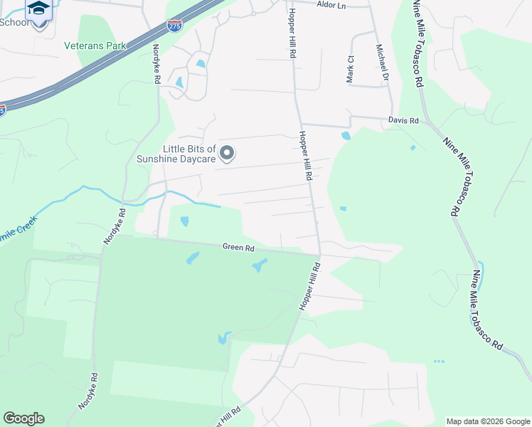 map of restaurants, bars, coffee shops, grocery stores, and more near 547 Big Sky Drive in Cincinnati