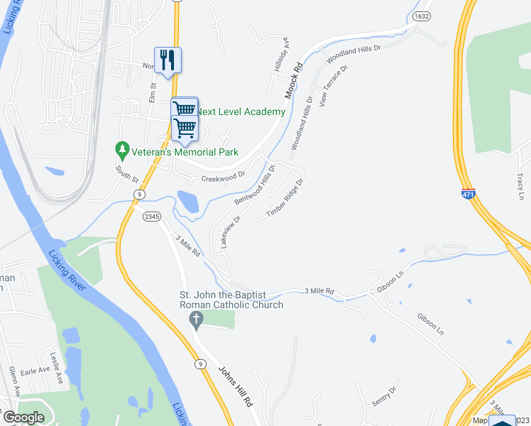 map of restaurants, bars, coffee shops, grocery stores, and more near 114 Timber Ridge Drive in Wilder