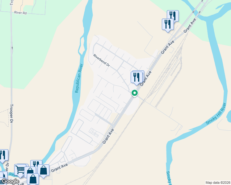 map of restaurants, bars, coffee shops, grocery stores, and more near 907 Kramer Court in Junction City