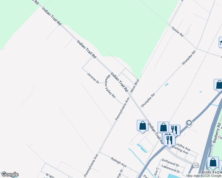map of restaurants, bars, coffee shops, grocery stores, and more near 14 Meadow Valley Road in Middle Township