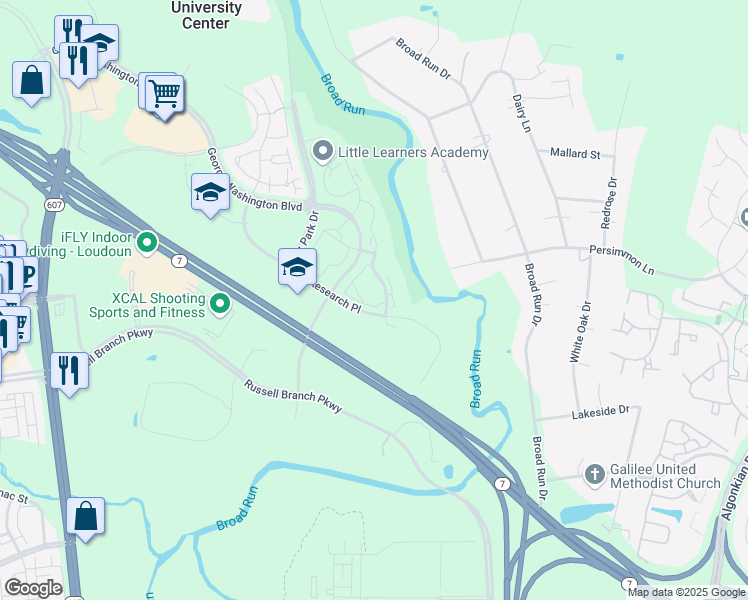map of restaurants, bars, coffee shops, grocery stores, and more near 45172 Gayton Terrace in Ashburn