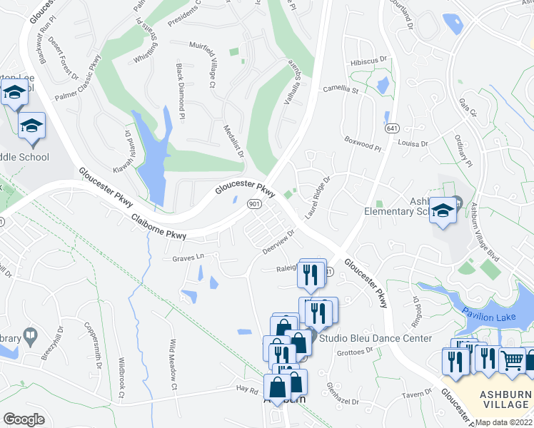 map of restaurants, bars, coffee shops, grocery stores, and more near 43713 Vineyard Terrace in Ashburn