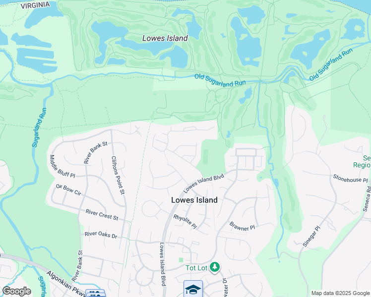 map of restaurants, bars, coffee shops, grocery stores, and more near 47637 Paulsen Square in Sterling