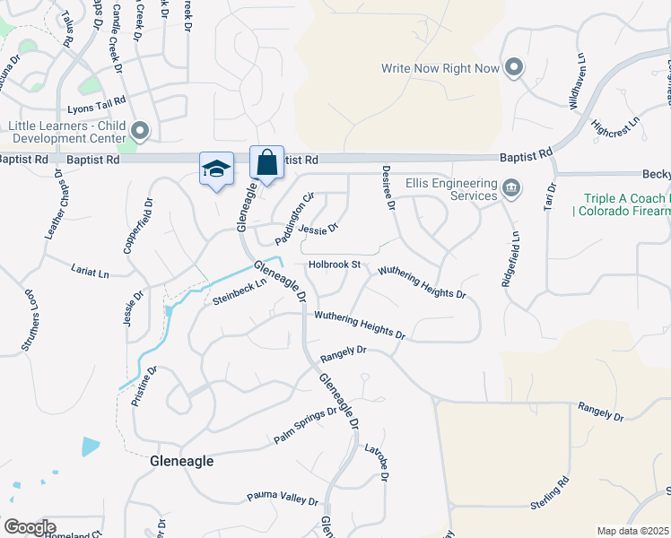 map of restaurants, bars, coffee shops, grocery stores, and more near 255 Holbrook Street in Colorado Springs