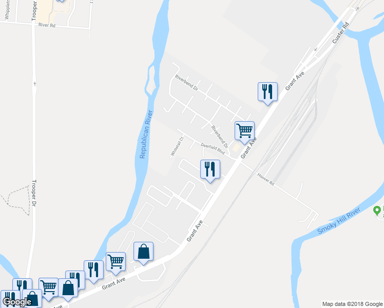 map of restaurants, bars, coffee shops, grocery stores, and more near 903 Jackalope Court in Junction City