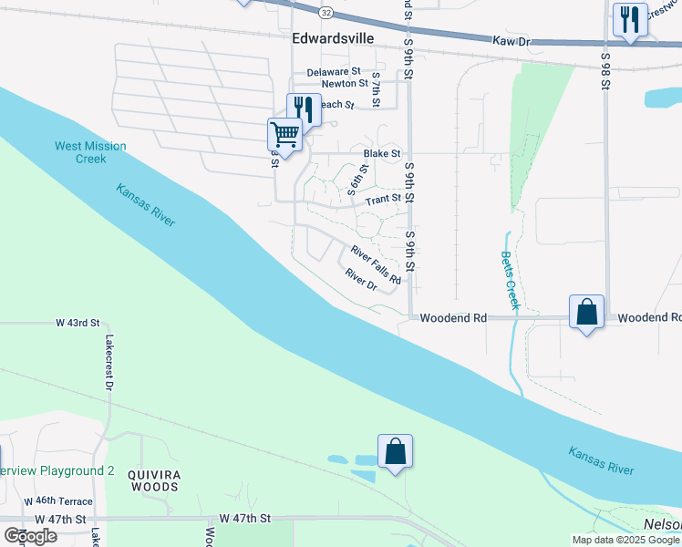 map of restaurants, bars, coffee shops, grocery stores, and more near 630 River Drive in Edwardsville
