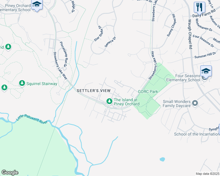 map of restaurants, bars, coffee shops, grocery stores, and more near 1041 Lily Way in Odenton