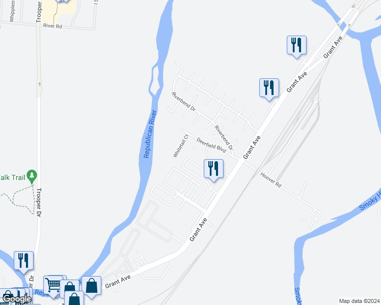 map of restaurants, bars, coffee shops, grocery stores, and more near 903 Jackalope Court in Junction City