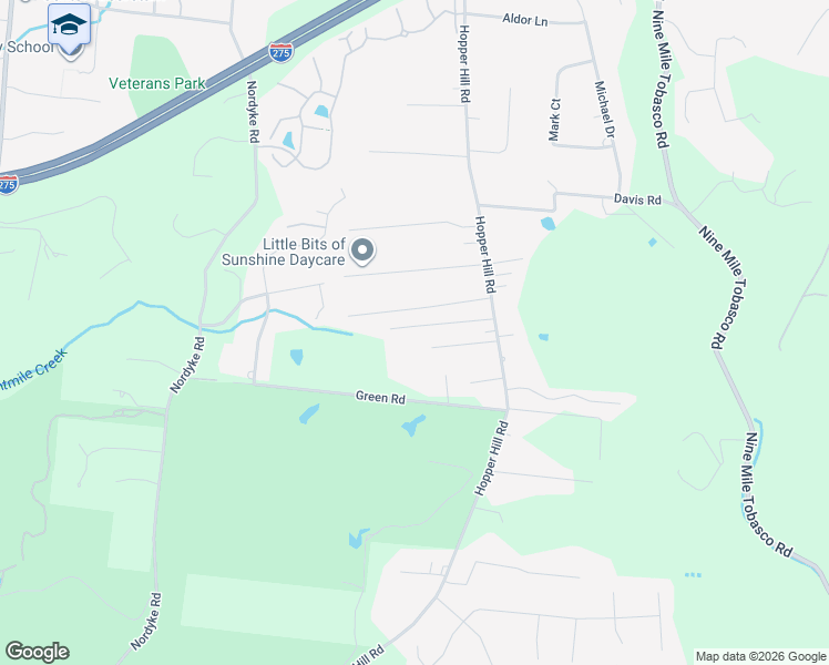 map of restaurants, bars, coffee shops, grocery stores, and more near 547 Big Sky Drive in Cincinnati