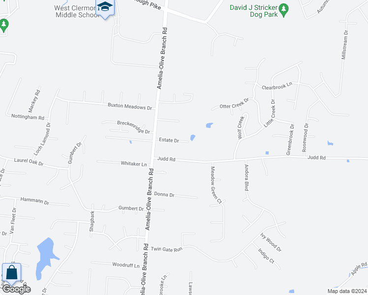 map of restaurants, bars, coffee shops, grocery stores, and more near 10 Estate Drive in Amelia