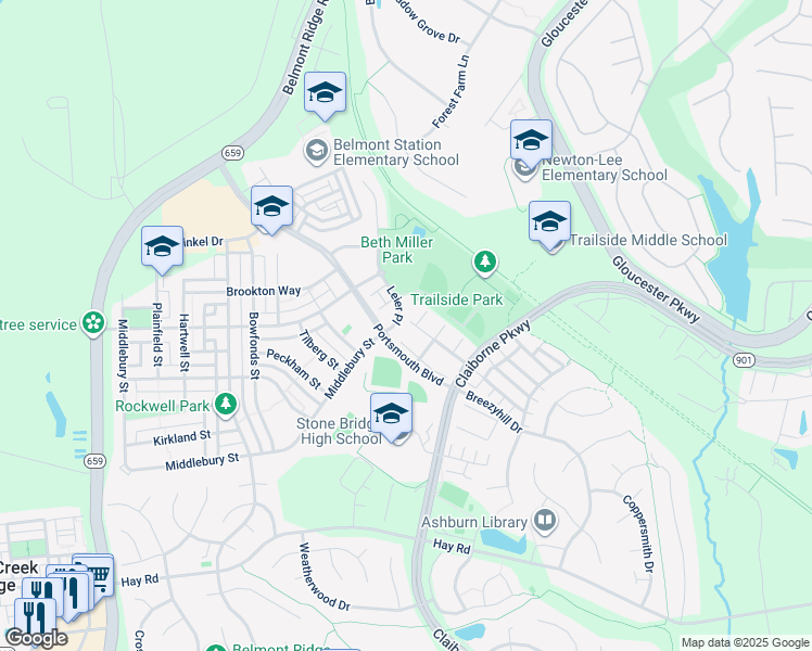 map of restaurants, bars, coffee shops, grocery stores, and more near 43169 Buttermere Terrace in Ashburn