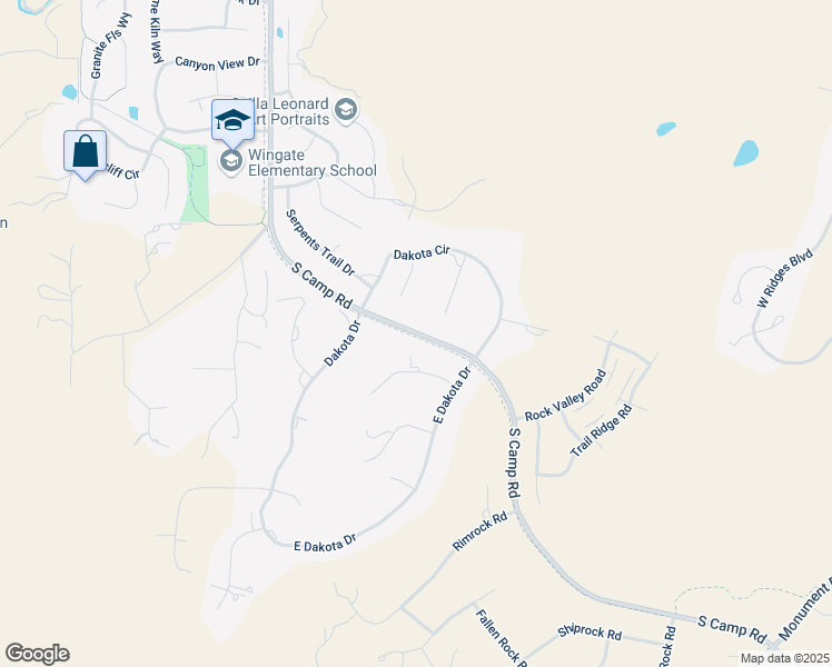 map of restaurants, bars, coffee shops, grocery stores, and more near South Camp Road in Grand Junction