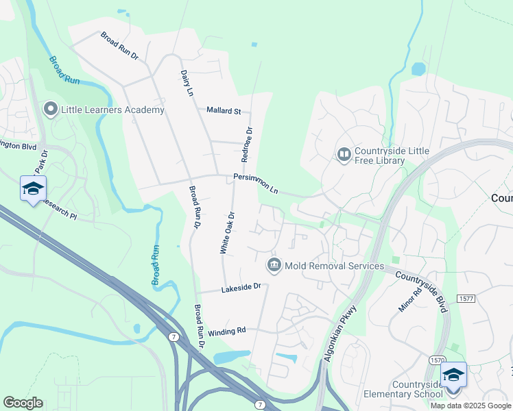 map of restaurants, bars, coffee shops, grocery stores, and more near 6 Asbury Way in Sterling