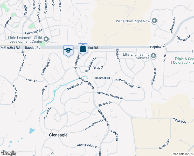map of restaurants, bars, coffee shops, grocery stores, and more near 349 Holbrook Street in Colorado Springs