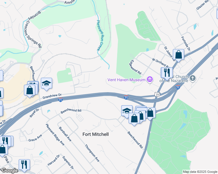 map of restaurants, bars, coffee shops, grocery stores, and more near 125 West Maple Avenue in Fort Mitchell