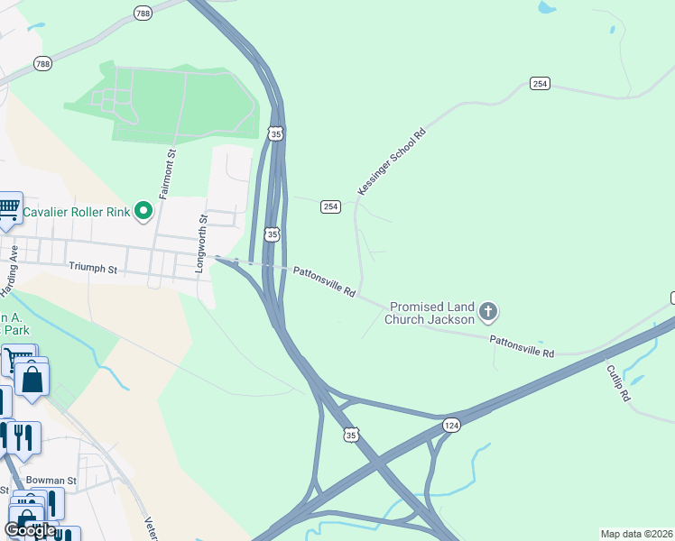 map of restaurants, bars, coffee shops, grocery stores, and more near 285 Pattonsville Road in Jackson