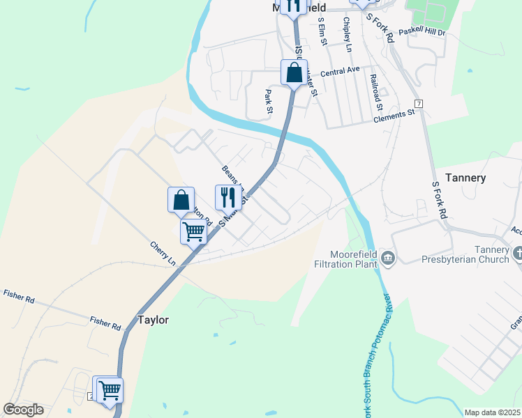 map of restaurants, bars, coffee shops, grocery stores, and more near 275 Arlington Manor Drive in Moorefield