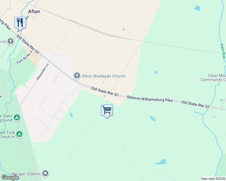 map of restaurants, bars, coffee shops, grocery stores, and more near 3002 Old State Route 32 in Batavia