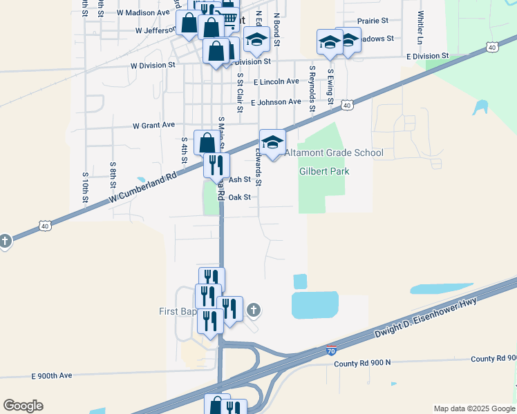 map of restaurants, bars, coffee shops, grocery stores, and more near 199 E Grove St in Altamont