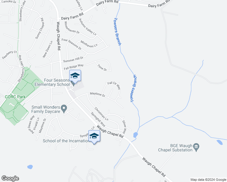 map of restaurants, bars, coffee shops, grocery stores, and more near 983 Sunny Court in Gambrills